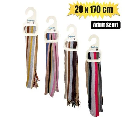 Snuggly Bits Scarf Adult Knitted Stripes 20X170cm